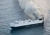 Smoke rises from a fire aboard the cargo vessel Morning Midas, carrying around 3,000 vehicles, including 800 electric vehicles, as seen in an aerial photograph taken from a U.S. Coast Guard C-130J Super Hercules, approximately 300 miles south of Adak, Alaska, U.S. June 3, 2025. [REUTERS/YONHAP]