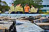 President Lee Jae Myung examines batteries moved outside for fire suppression at the National Information Resources Service's Daejeon headquarters in Yuseong District, Daejeon, on Oct. 10. [YONHAP]