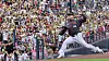 Hanwha Eagles starter Ryu Hyun-jin is pitching hard in the bottom of the first inning in a game against the Kia Tigers at Kia Champions Field in Gwangju on June 23. [NEWS1]