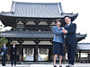 President Lee Jae Myung, right, and Japanese Prime Minister Sanae Takaichi pose for a photo during a visit to Horyu-ji, a World Heritage-listed Buddhist temple founded in the seventh century, in Nara Prefecture on Jan. 14/ [YONHAP]