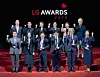 Recipients of the 2025 LG Awards pose for a photo at LG Academy on April 9. [LG Group]