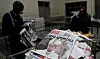 Workers arrange printed newspapers with a picture of Pope Francis, following the death of the pontiff, at the Nation Media Group printing press on the outskirts of Nairobi, Kenya on April 21. [REUTERS/YONHAP]