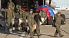 Russian servicemen leave a plane upon arrival to Chkalovsky airport, outside Moscow, Russia, after returning from captivity by a POWs exchange between Russia and Ukraine on May 24. [AP/YONHAP]
