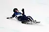 Chloe Kim of the United States falls during the Women's Snowboard Halfpipe of the Snowboarding competitions at the Milano Cortina 2026 Winter Olympic Games, in Livigno, Italy, on Feb. 12. [EPA/YONHAP]