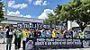 Members of the Korean Confederation of Trade Unions (KCTU) Daejeon branch hold a rally in front of Hansol Paper's factory in Daedeok District, Daejeon, on July 21. [YONHAP]