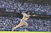 Los Angeles Dodgers infielder Kim Hye-seong hits a two-run homer during the second inning of an MLB game against the New York Yankees in Los Angeles on May 31. [AP/YONHAP]