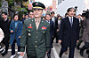 Col. Park Jung-hun, former chief of the Marine Corps' investigation unit, center, appears at a court-martial in central Seoul on Thursday, for a hearing on allegations of insubordination toward his superior's directives concerning an internal investigation into the death of a Marine corporal. [YONHAP]