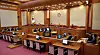 Constitutional Court justices sit in the main chamber at the court for a questioning session to judge the validity of the impeachment of Justice Minister Park Sung-jae in central Seoul on March 18. [JANG JIN-YOUNG]