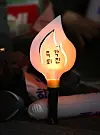 A handmade fire-shaped light stick used during the protests demanding the resignation of former President Park Geun-hye in Busan on Dec. 10, 2016 [JOONGANG ILBO]