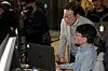 Democratic Party presidential candidate Lee Jae-myung looks around local fabless startup FuriosaAI's office in southern Seoul on April 14. [NEWS1]