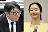 HYBE Chairman Bang Si-hyuk, left, and former ADOR CEO Min [YONHAP]