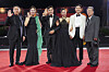 Cast of film ″No Other Choice″ (from left), Lee Sung-min, Yeom Hye-ran, Lee Byung-hun, Son Ye-jin, Park Hee-soon, and director Park Chan-wook pose for photographers on the red carpet for the film during the 82nd edition of the Venice Film Festival in Venice, Italy, on Friday, Aug. 29, 2025. [AP/YONHAP]