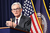 U.S. Federal Reserve Chair Jerome Powell speaks during a press conference following a two-day meeting of the Federal Open Market Committee in Washington on Jan. 29. [REUTERS/YONHAP]