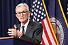 U.S. Federal Reserve Chair Jerome Powell speaks during a press conference following a two-day meeting of the Federal Open Market Committee in Washington on Jan. 29. [REUTERS/YONHAP]