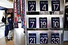 PSG shirts are displayed at the French club's new Seoul store in Gangnam, southern Seoul on Sunday. [YONHAP]