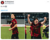 Cho Gue-sung, left, and Lee Han-beom celebrate their goals in images posted on the official FC Midtjylland X account on Sunday.  [SCREEN CAPTURE]