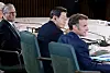 Korean President Lee Jae Myung, center, takes part in an expanded session of the G7 summit at Kananaskis in Canada on June 17. [JOINT PRESS CORPS]