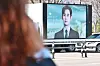 An LED truck containing an advertisement by actor Kim Soo-hyun's fans is parked in western Seoul ahead of the actor's press conference held on March 31. [YONHAP]