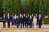 Korean President Lee Jae Myung, back row fifth from right, takes a commemorative photo with other leaders attending the G7 summit at Kananaskis in Canada on June 17. [JOINT PRESS CORPS]