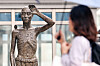 A statue of victims of forced labor during the 1910-45 Japanese colonial period stands under the rain at Yongsan Square in Yongsan District, central Seoul, on Sept. 12. 2024. [NEWS1]