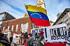 People demonstrate against U.S. military action in Venezuela in Boston Common on Jan. 3 in Boston, Massachusetts. [AFP/YONHAP]