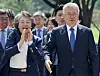 Former President Moon Jae-in, right, and former first lady Kim Jung-sook walk toward the library at the National Assembly in western Seoul on April 25 to attend a ceremony marking the seventh anniversary of the April 27 Panmunjom Declaration. [NEWS1]