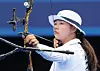 Archer Lim Si-hyeon, wearing Hyundai Motor Group’s newly developed “radiative cooling hat,” wins three gold medals at the Paris Olympics. [YONHAP]