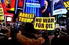 People demonstrate against U.S. military action in Venezuela in Times Square on Jan. 3 in New York. [AFP/YONHAP]