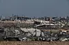 Destroyed buildings in Gaza, as seen from the Israeli side of the border between Gaza and Israel on Aug. 25. [REUTERS/YONHAP]