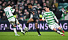 Celtic winger Yang Hyun-jun, right, eyes the ball during the first leg of the 2024-25 Champions League playoffs against Bayern Munich at Celtic Park in Scotland on Feb. 12. [AFP/YONHAP]