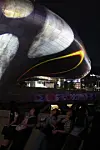 Media art is being displayed on the facade of the Dongdaemun Design Plaza in central Seoul during the fall edition of the biannual ″Seoul Light DDP″ on Aug. 28. [NEWS1]