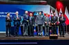 Key officials from the Korean and Polish governments and Hanwha Aerospace, including Son Jae-il, CEO and President of Hanwha Aerospace, far left, and Presidential chief of staff Kang Hoon-sik, fourth from left, pose for a commemorative photo during the signing ceremony for the third executive contract for Hanhwa's Chunmoo guided missile. [HANWHA AEROSPACE]