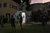 Israeli soldiers and residents gather near a public bomb shelter after receiving a message alerting about an incoming missile launched from Iran, in Holon, central Israel, on Tuesday, June 24, 2025. [AP/YONHAP]