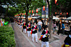 Students from Ewha Girls' High School perform pungmulnori, Korean traditional instrument playing, during the 2024 Jeongdong Culture Night festival. [JUNG DISTRICT OFFICE]