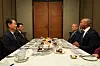 Acting President Han Duck-soo holds a breakfast meeting with Wes Moore, governor of Maryland, at the Four Seasons Seoul hotel on April 16. [PRIME MINISTER'S OFFICE]