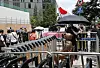 Far-right groups waving Japanese flags protest in front of the Statue of Peace in central Seoul on July 23, denouncing Japan's wartime sexual slavery during its 1910-45 colonial rule over Korea as a fabrication. [YONHAP]