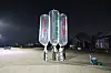 The Families of Abductees to North Korea Association prepares to launch eight balloons carrying anti-North Korea leaflets toward the North from behind the fence at Peace Land in Paju, Gyeonggi, on April 27. [FAMILIES OF ABDUCTEES TO NORTH KOREA ASSOCIATION]