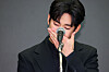 Actor Kim Soo-hyun speaks at a press conference on March 31, denying allegations that he dated the late actor Kim Sae-ron when she was underage. [YONHAP]