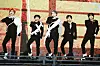 Boy band Tomorrow X Together performs its new track 'Deja Vu' during a showcase held on Monday at the Hwajeong Gymnasium in Korea University, central Seoul, for the release of the band's sixth EP 'minisode 3: Tomorrow.' [YONHAP]