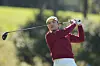 Australia's Minjee Lee watches her tee shot on the second hole during the third round of the BMW Ladies Championship at Seowon Valley Country Club in Paju, Gyeonggi on Saturday. [AP/YONHAP]