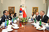 Foreign Minister Cho Tae-yul, left, pays a courtesy call on Polish President Andrzej Duda during his visit to Warsaw on March 6. [MINISTRY OF FOREIGN AFFAIRS]