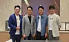 Officials pose for a photo at a Korea Music Copyright Association–Tencent Music meeting held in China on 2025. From left: Tsai Chun Pan, Group Vice President of Tencent Music, Kar Shun Pang, Executive Chairman of Tencent Music, Lee Soo-man, Key Producer and Visionary Leader at A2O Entertainment and Park Hak-gi, former Vice Chairman of the Korea Music Copyright Association. [KOREA MUSIC COPYRIGHT ASSOCIATION]