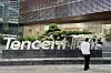 A man walks outside Tencent's headquarters in Nanshan district of Shenzhen, China on Sept. 2, 2022. [REUTERS/YONHAP]
