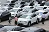 A used car dealership is packed with EVs on sale in Seongdong District, eastern Seoul, on Monday. [NEWS1]