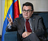 Colombian Ambassador to Korea Juan Carlos Caiza speaks to the Korea JoongAng Daily at the Four Seasons Hotel in central Seoul on March 3. [PARK SANG-MOON]