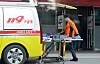 An ambulance is seen outside a university hospital emergency room on April 17. [KIM SUNG-TAE]