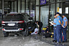 First responders work the scene after a vehicle drove into a departures entrance at Manila's International Airport terminal 1 in Manila on May 4. [AP/YONHAP]