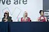 Members of girl group i-dle speak during a press conference held at Josun Palace hotel in southern Seoul for the release of its eighth EP ″We are″ on May 19. [DANIELA GONZALEZ PEREZ]