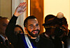 El Salvador's President Nayib Bukele leaves after delivering a speech to mark the first year of his second term in office, in San Salvador, El Salvador June 1. [REUTERS/YONHAP]