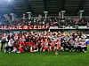 Red Star Belgrade celebrate winning the Serbian Cup final at Lagator Stadium in Serbia in a photo shared on the club's official Instagram account on Tuesday. [SCREEN CAPTURE]